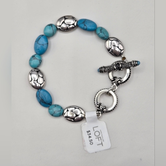 Loft Natural Turquoise Bracelet Adjustable Toggle Clasp 6 - 7 inch - Picture 3 of 3